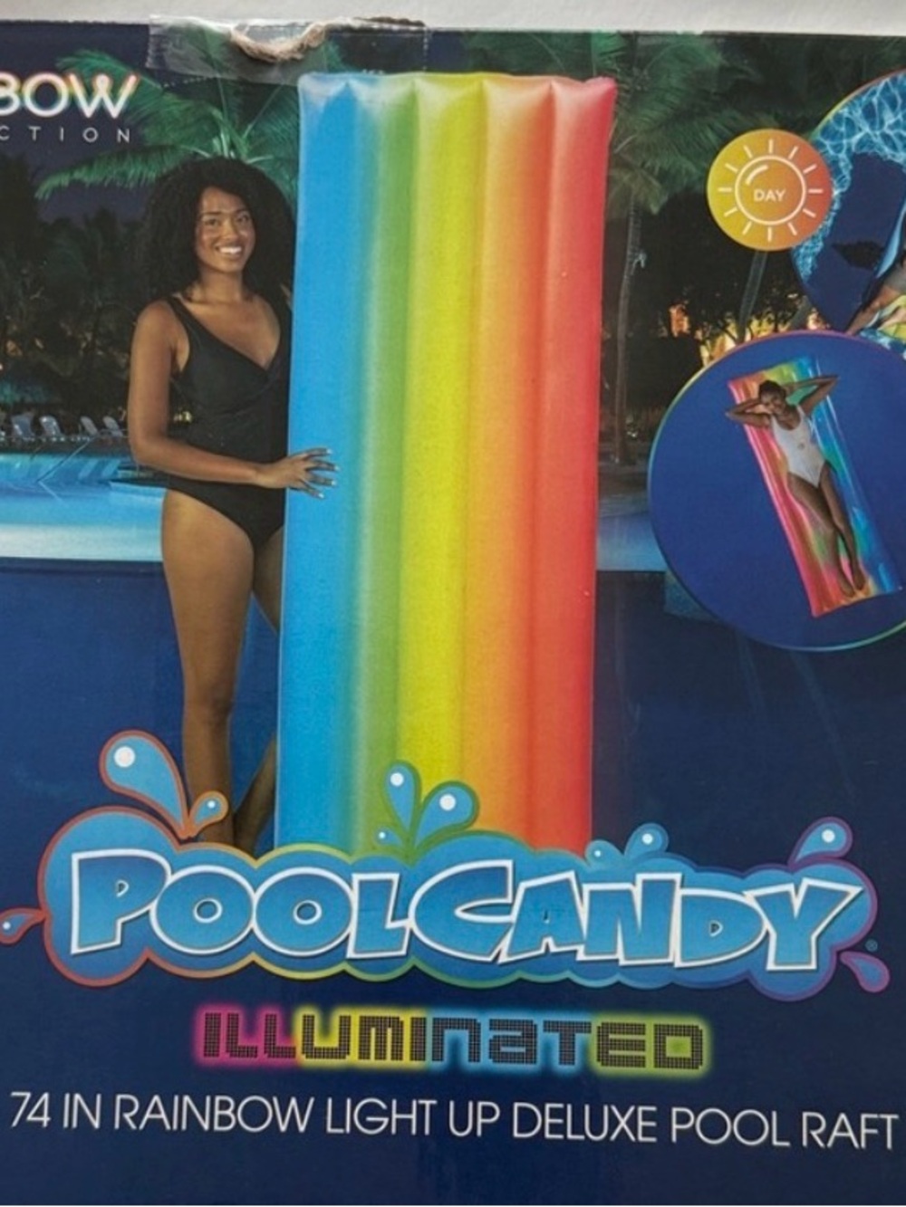 Illuminated Rainbow Pool Raft - Multicolor